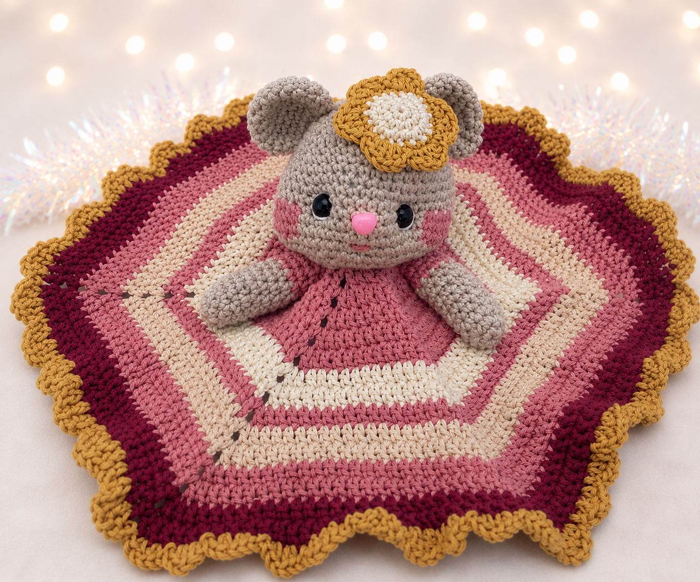 Suzie Bear Crochet Lovey - Image 2